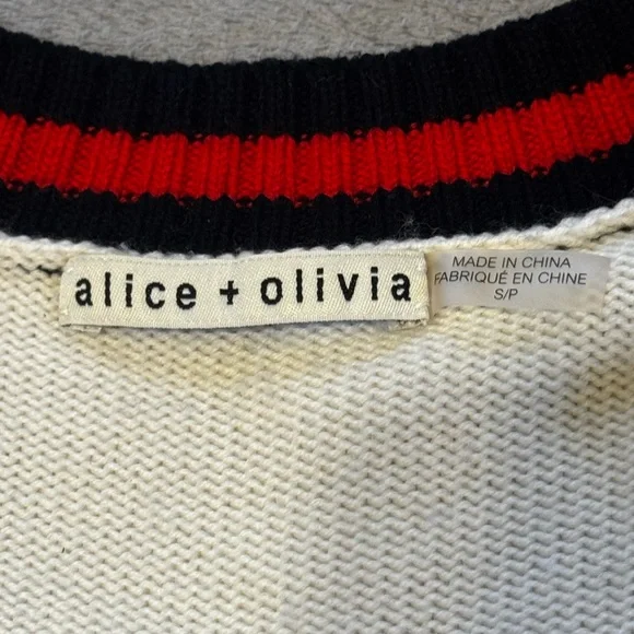 Alice + Olivia Bradford Stretch-Wool Cardigan Ecru Long Sleeve Women Small - Picture 3 of 8